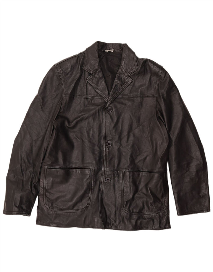 Мужская кожаная куртка VINTAGE UK 42 XL черная кожа