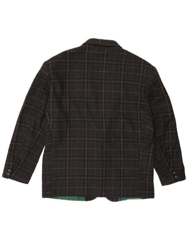 ВИНТАЖНЫЙ Мужской пиджак на 2 пуговицах IT 54 2XL Серый Шерстяной Клетчатый Пиджак