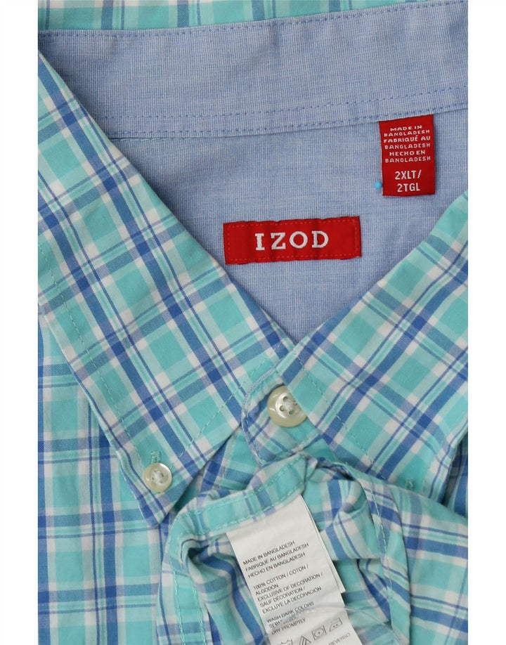IZOD Мужская высокая рубашка 2XL, синяя клетка, хлопок
