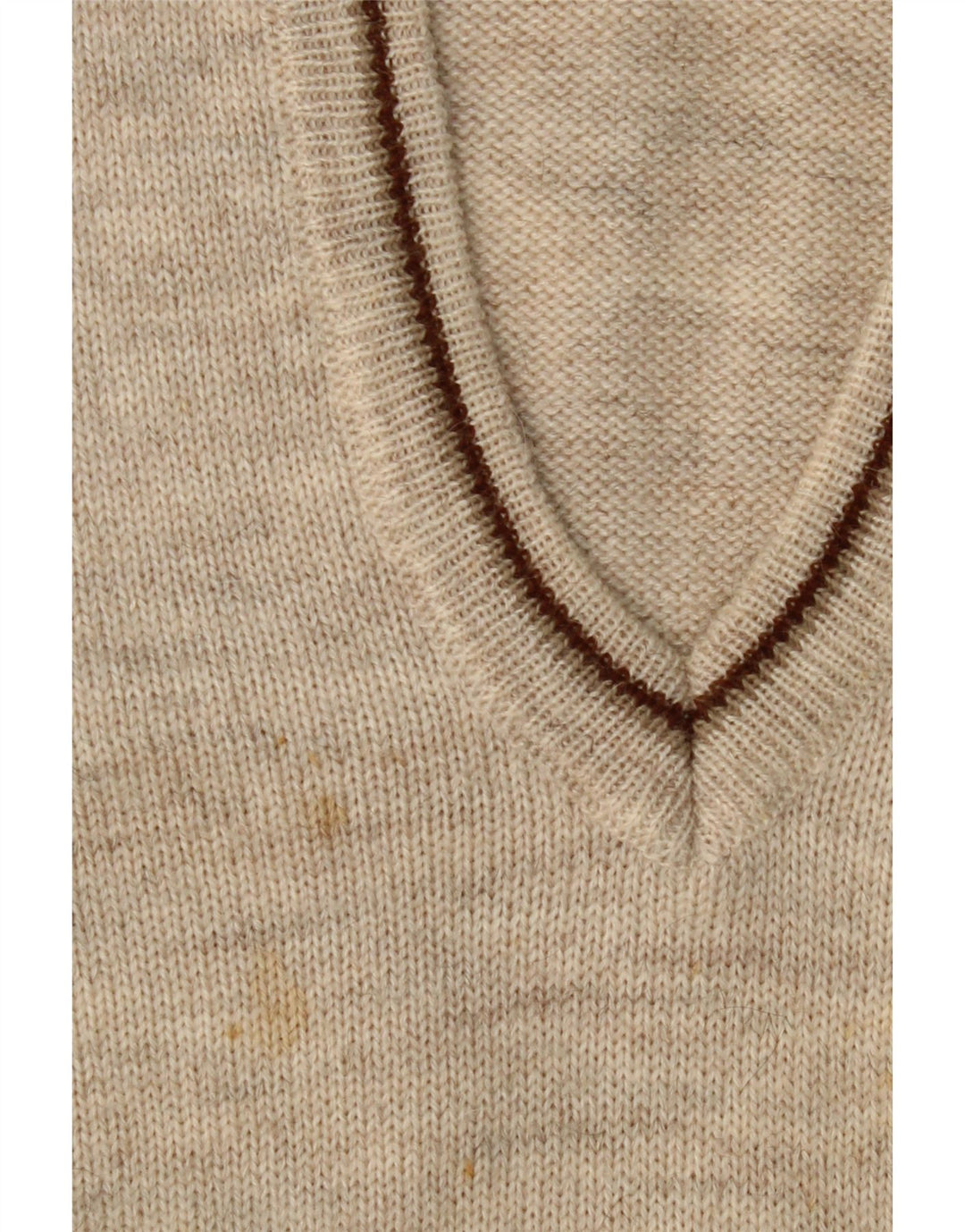 DULCAMARA Mens V-Neck Jumper Sweater Medium Beige Fair Isle Alpaca Wool Vintage Dulcamara and Second-Hand Dulcamara from Messina Hembry 