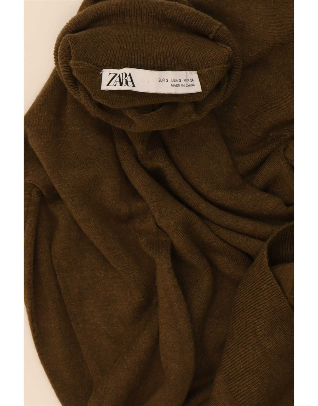 Женский джемпер с высоким воротником Zara UK 10, маленький цвет хаки