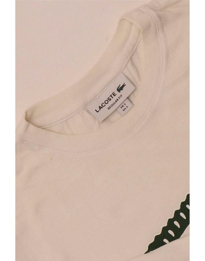 Мужская футболка обычного кроя Lacoste с рисунком, размер 3, маленькая, белая