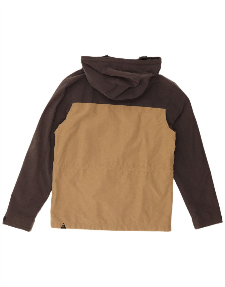 Мужская куртка QUIKSILVER с капюшоном, Великобритания, 36, маленькая, бежевый, хлопок с цветными блоками
