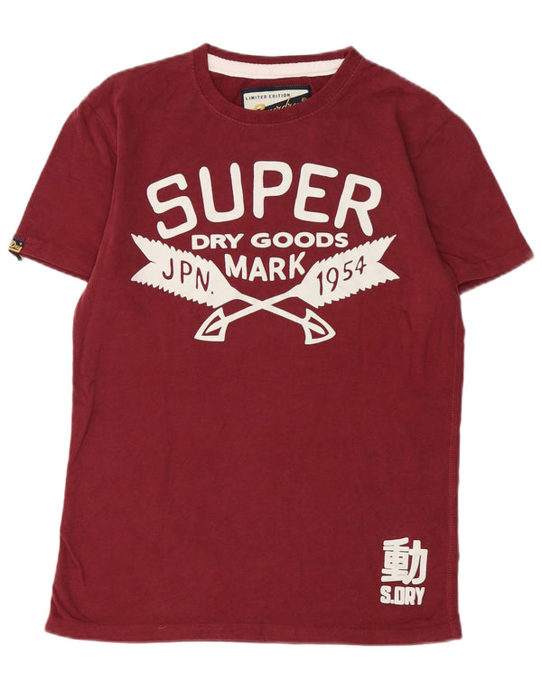 SUPERDRY Мужская футболка классического кроя с графическим рисунком, маленький бордовый хлопок, хлопок
