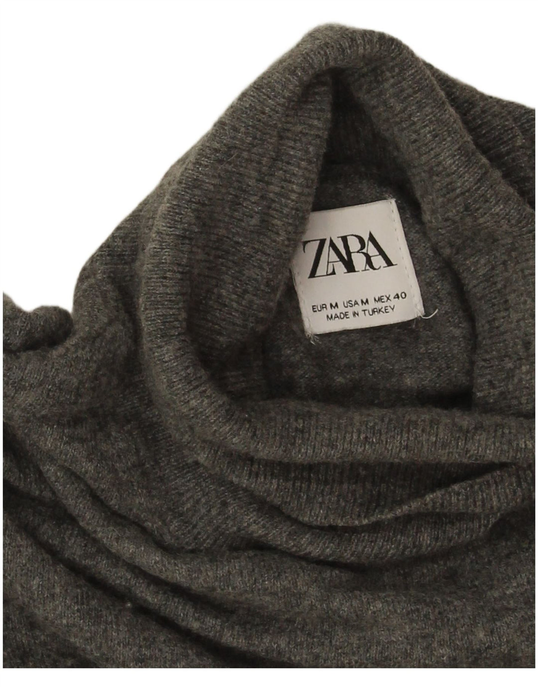 Женский джемпер с высоким воротником Zara UK 14, средний серый полиамид с крапинками