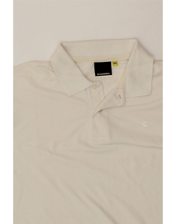 DIADORA Mens Polo Shirt 2XL White Cotton Vintage Diadora and Second-Hand Diadora from Messina Hembry 