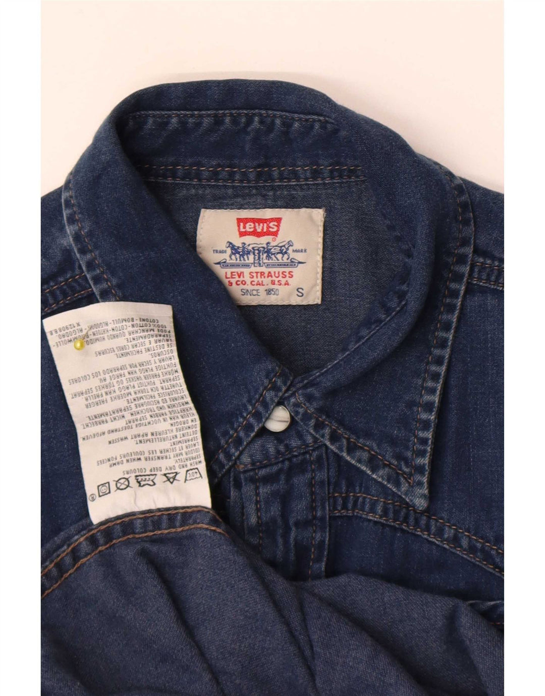 Мужская джинсовая рубашка Levi's, маленькая синяя, хлопок