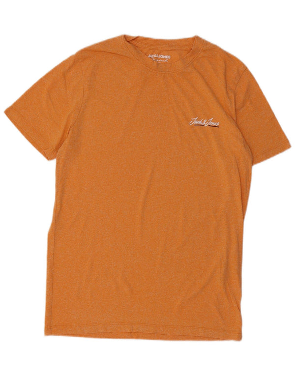 Jack & Jones Mens T-Shirt Top Small Orange Flecked Cotton