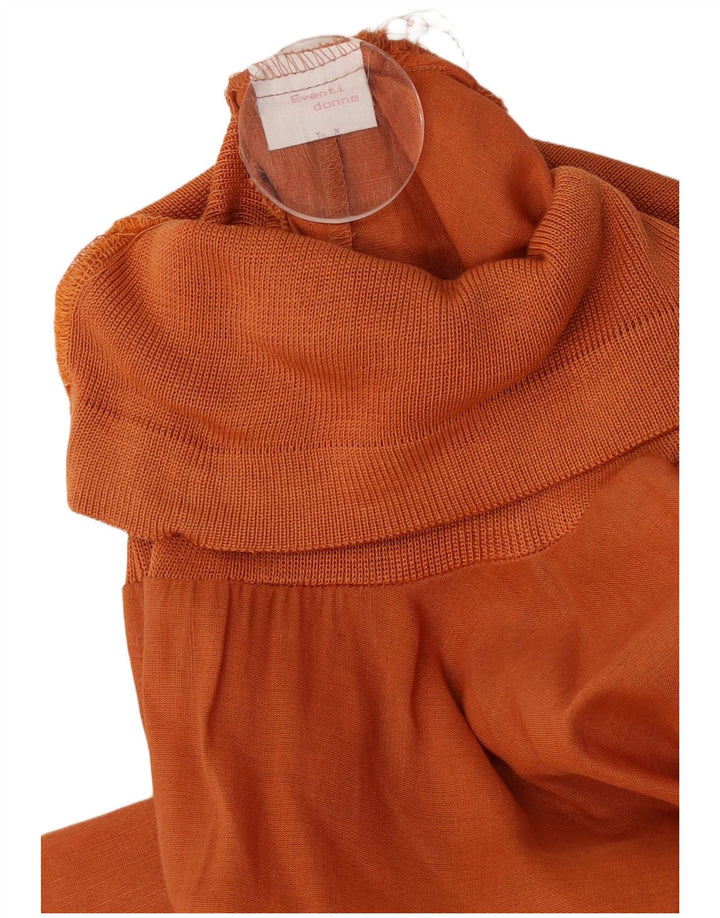 Винтажное женское платье без бретелек UK 12, средний оранжевый цвет, шерсть