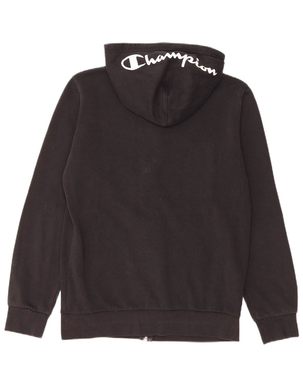 Champion Girls Graphic Zip Hoodie Sweater 13-14 Years XL Black Cotton