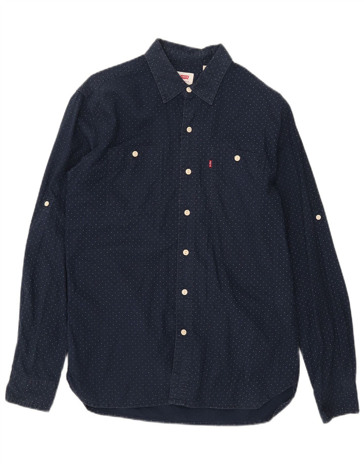 Мужская рубашка Levi's, средний темно-синий пятнистый хлопок