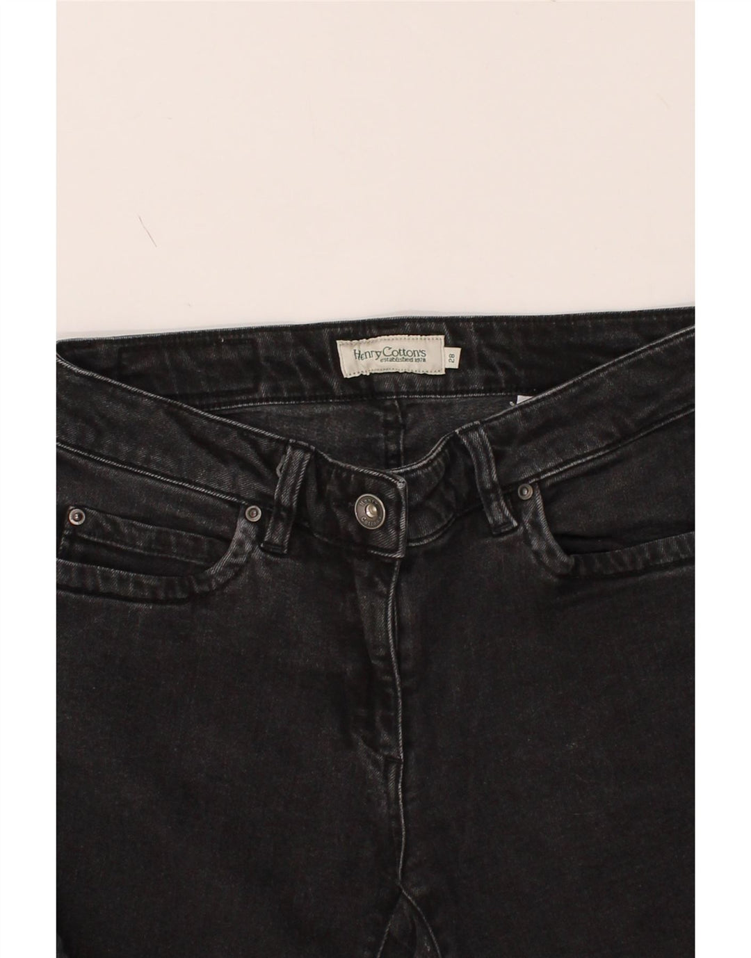HENRY COTTONS Womens Slim Jeans W28 L28 Black Cotton Vintage Henry Cottons and Second-Hand Henry Cottons from Messina Hembry 