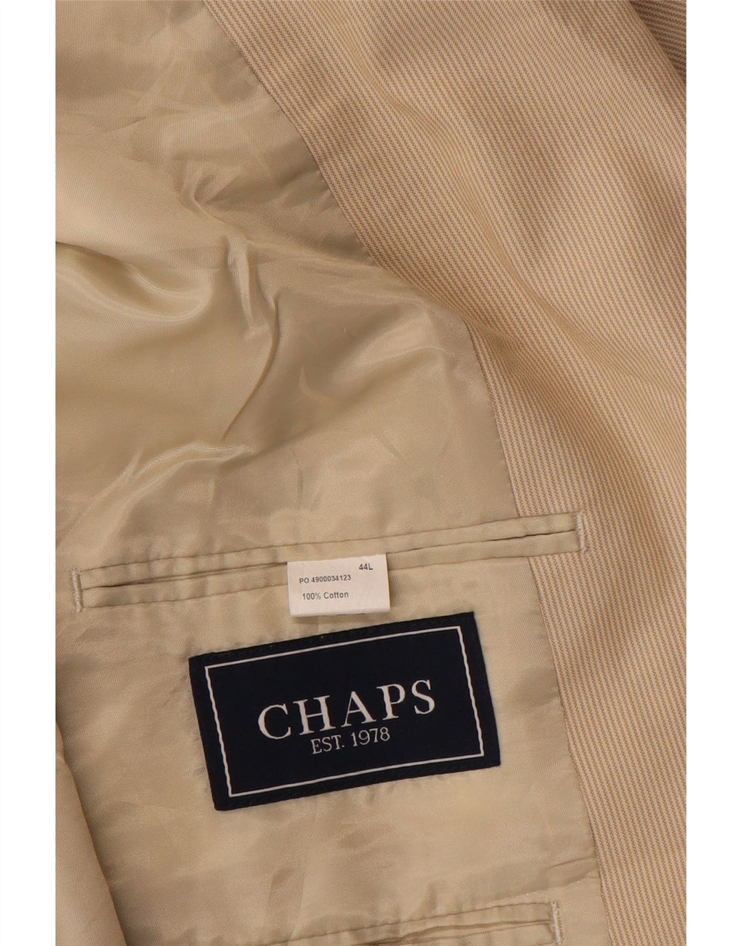 Мужской пиджак Chaps с 2 пуговицами, Великобритания, 44, 2XL, бежевый, в тонкую полоску, хлопок