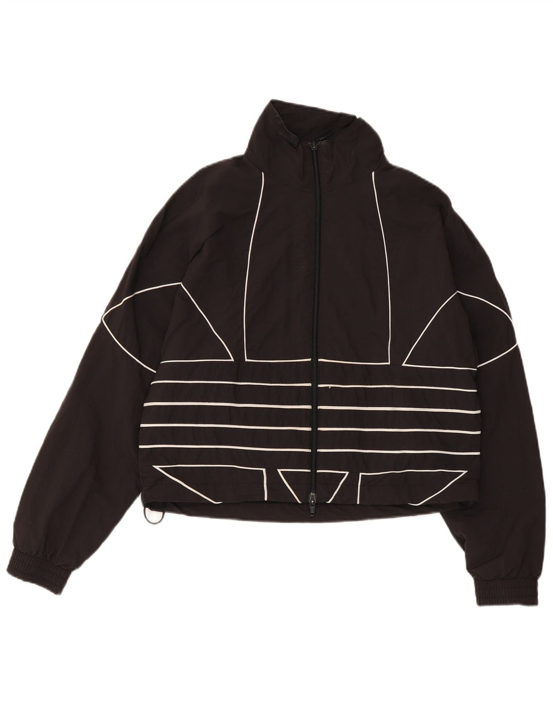 Женский спортивный костюм Adidas с графическим рисунком, верхняя куртка UK 8, маленький черный полиамид