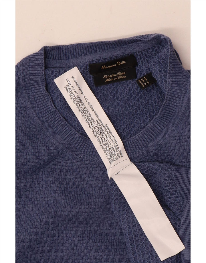 Мужской джемпер с круглым вырезом Massimo Dutti XL, синий хлопок