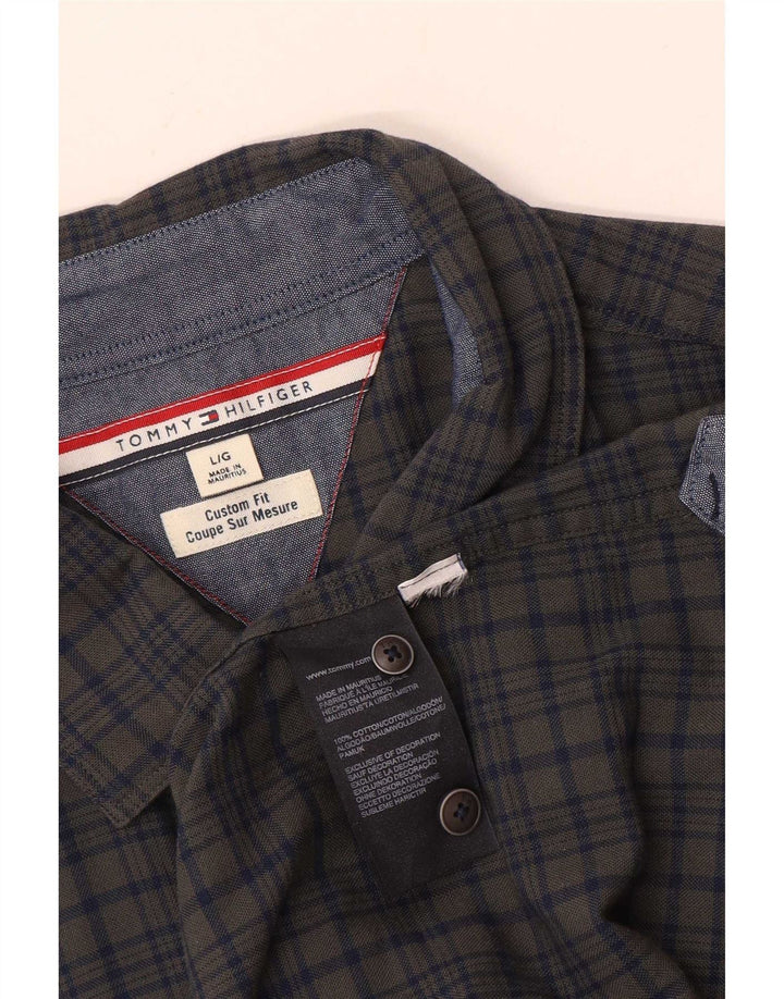 Tommy Hilfiger Мужская рубашка индивидуального кроя, большая серая клетка, хлопок