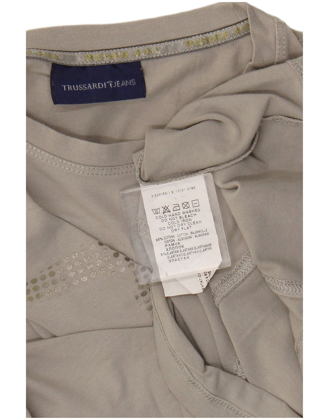 Джинсы Trussardi женские с графическим топом с длинным рукавом UK 14, средний серый хлопок