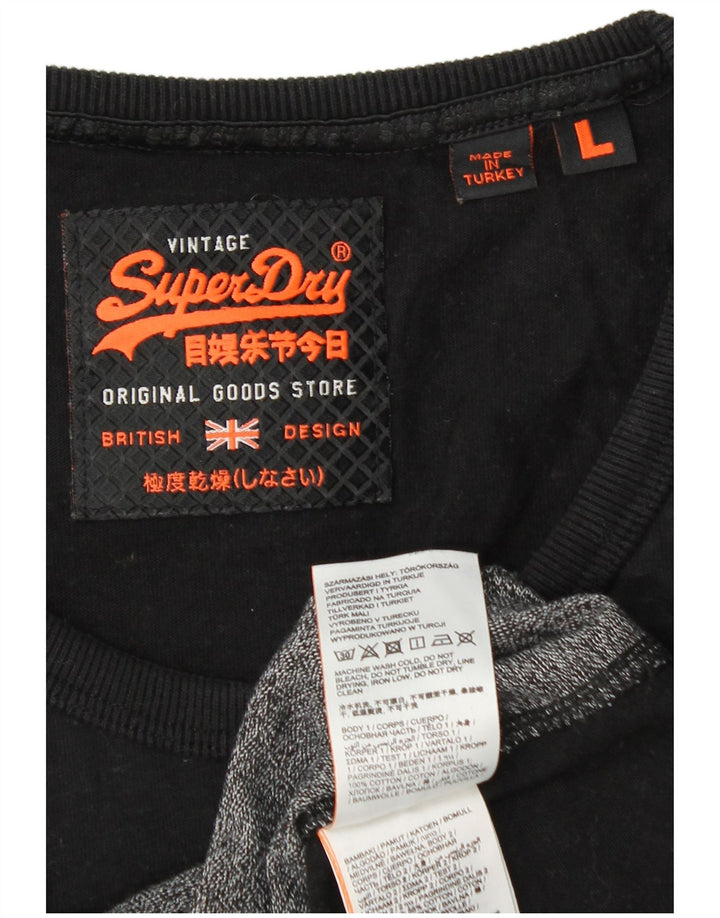 SUPERDRY Мужской жилет с графическим рисунком, большой черный хлопок с цветными блоками