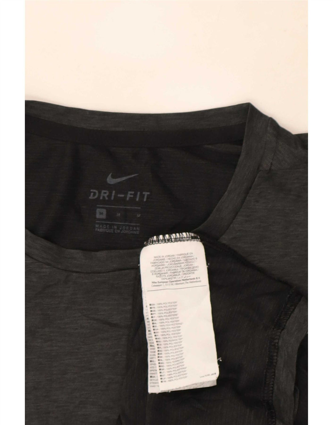 Мужская футболка Nike Dri Fit из полиэстера среднего серого цвета с крапинками