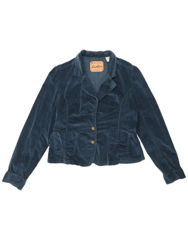 Женский бархатный пиджак Levi's Signature с 2 пуговицами, Великобритания, 18 XL, синий хлопок