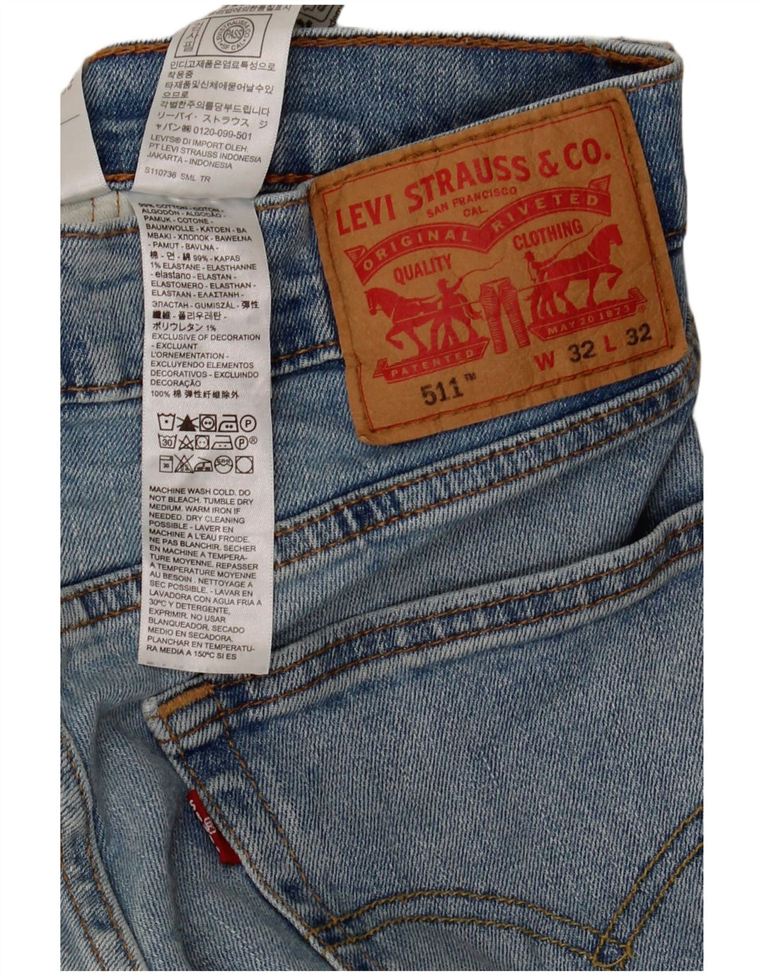 Мужские джинсы Levi's Slim 511 W32 L32 синие, хлопок