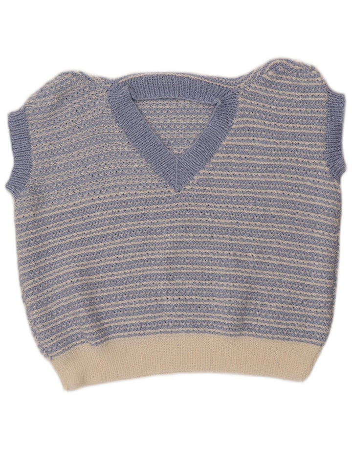 ВИНТАЖНАЯ женская майка-майка UK 18 XL в синюю полоску