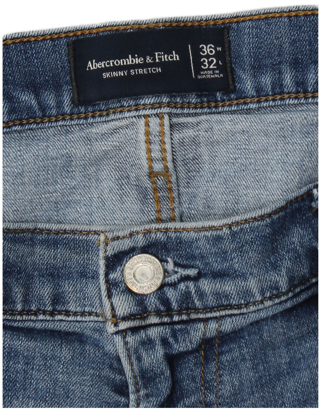 Мужские джинсы скинни стрейч ABERCROMBIE & FITCH W36 L32, синий хлопок
