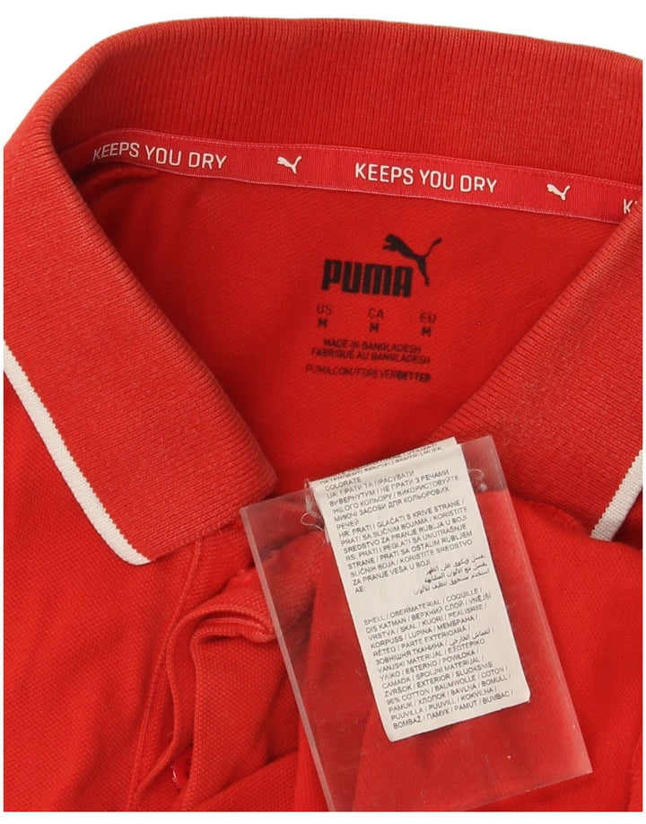 Мужская рубашка-поло с рисунком Puma, хлопковая, спортивная, среднего красного цвета