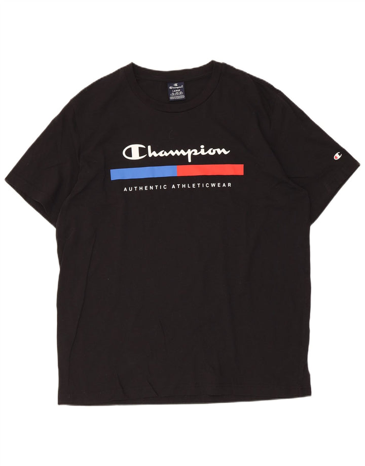 Мужская футболка с рисунком Champion, большая черная