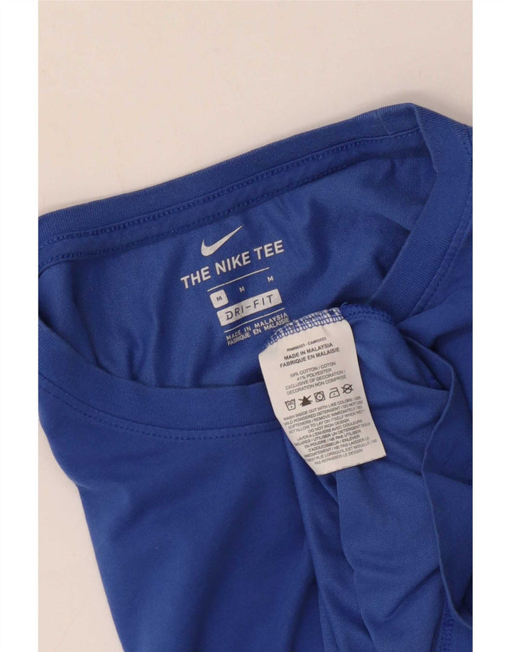Мужская футболка Nike Dri Fit, хлопковый топ среднего синего цвета