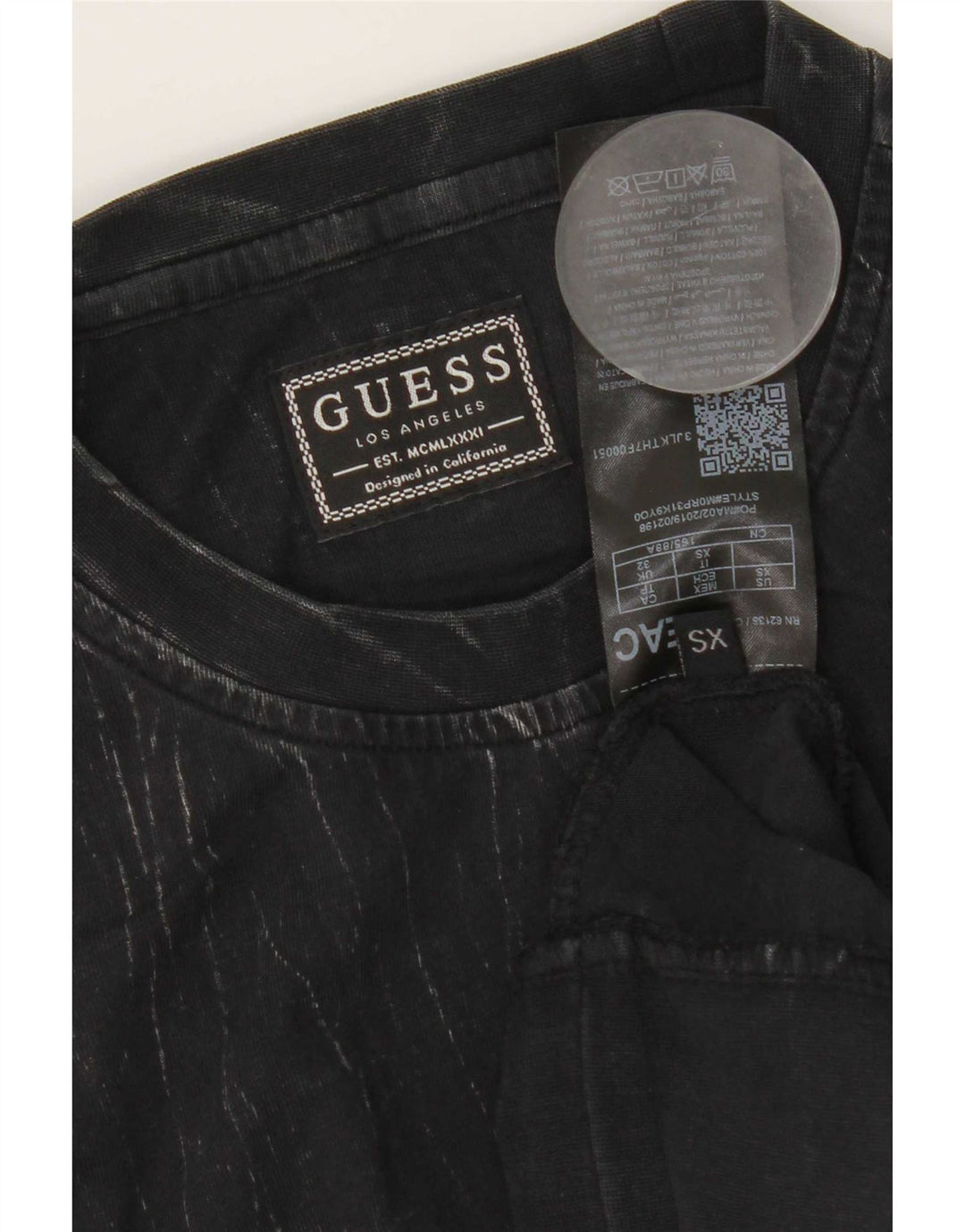 Guess Мужской топ с длинным рукавом XS, черный хлопок