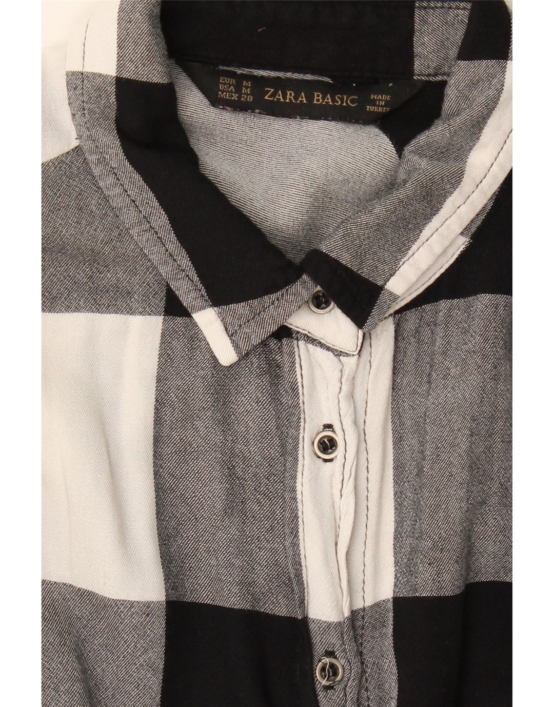 ZARA Womens Flannel Shirt UK 12 Medium Black Check Vintage Zara and Second-Hand Zara from Messina Hembry 