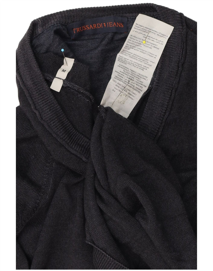 Мужской свитер-кардиган Trussardi Jeans среднего размера, темно-синий, шерсть