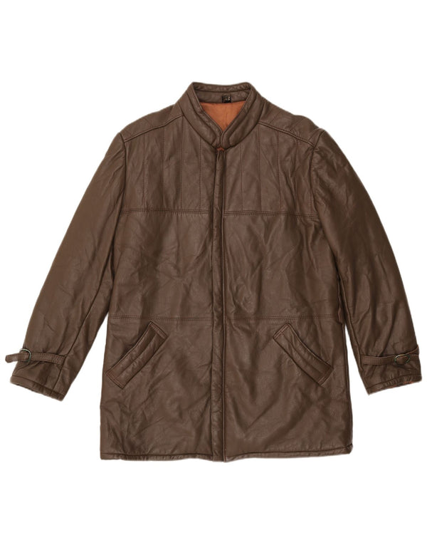 Мужская кожаная куртка VINTAGE UK 38, кожа среднего коричневого цвета