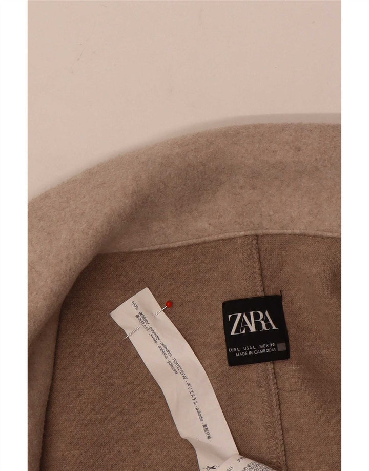 Женское открытое пальто Zara UK 16, большой размер, бежевый полиэстер