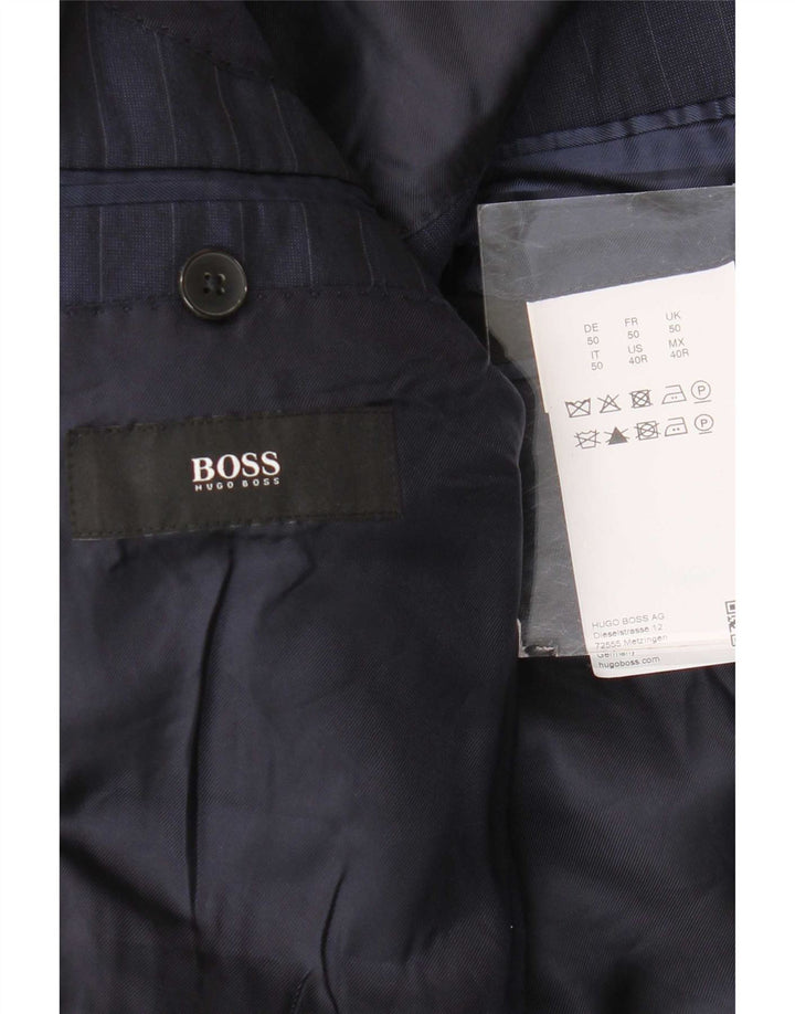 Мужской пиджак с 2 пуговицами Hugo Boss EU 50, большой темно-синий в тонкую полоску