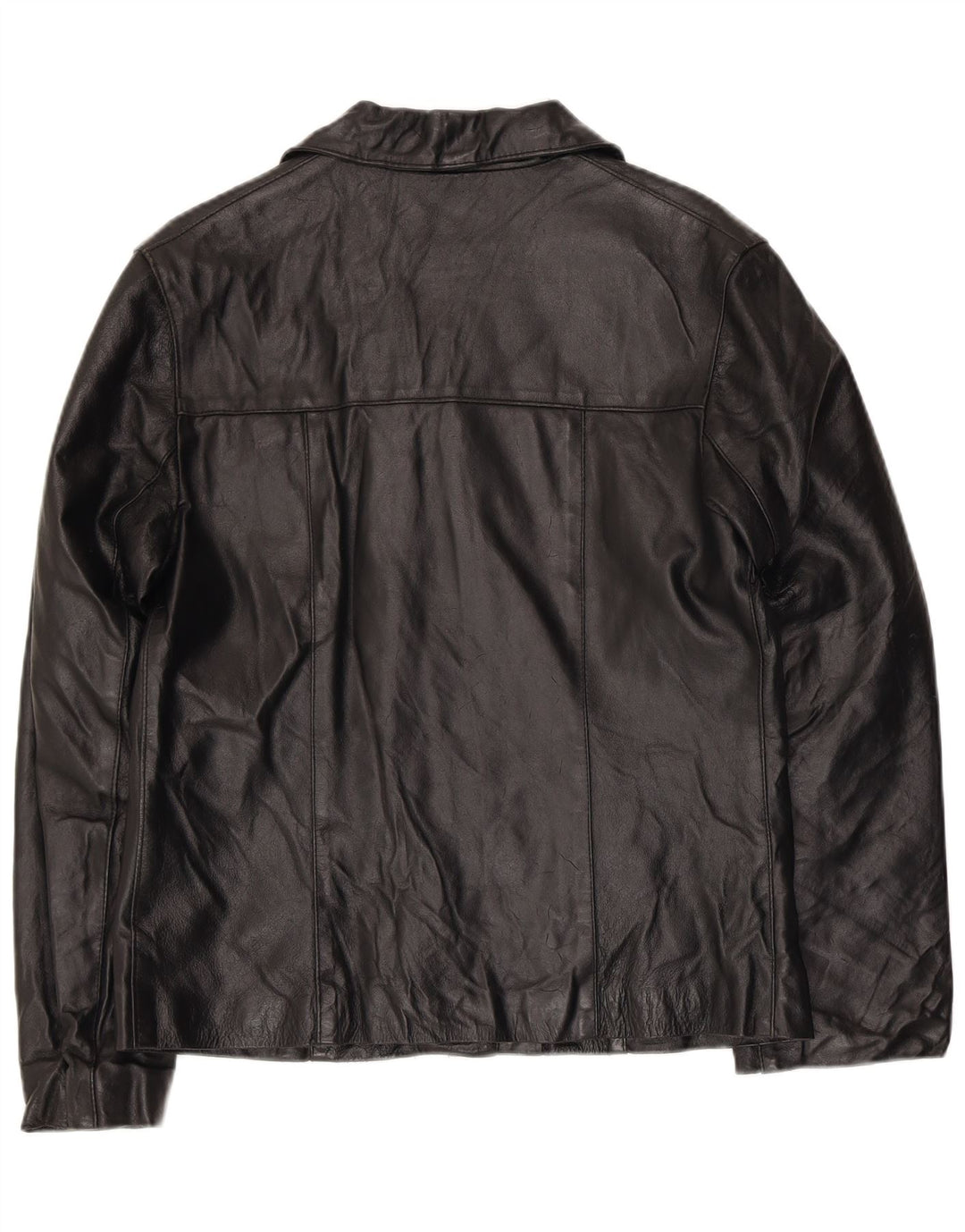 Винтажная женская кожаная куртка UK 14, черная кожа среднего размера