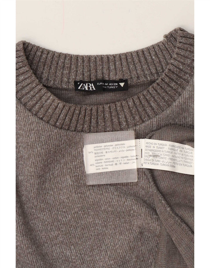 Женский свитер с вырезом «лодочка» Zara UK 14, средний серый полиэстер