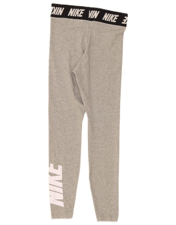 Женские леггинсы с рисунком Nike UK 8, маленькие серые, хлопковые с цветными блоками