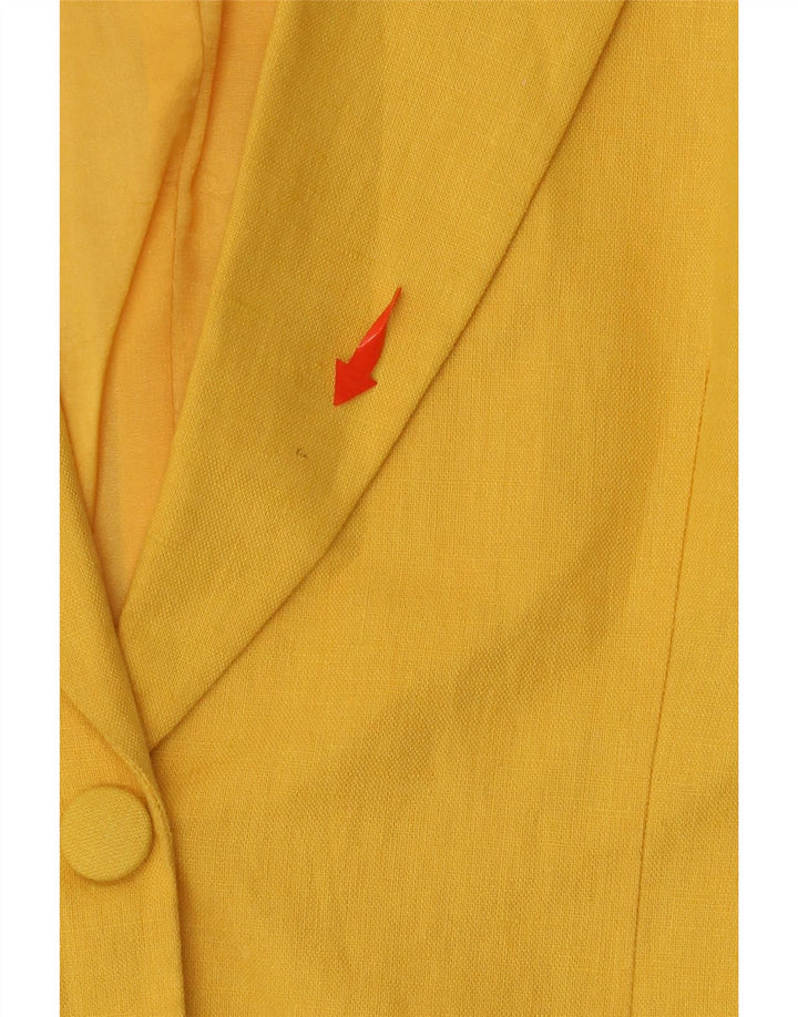 Женский пиджак POP 84 на 2 пуговицах, Великобритания 12, льняной средний желтый цвет