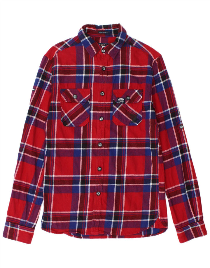 Мужская фланелевая рубашка Superdry, маленькая красная клетка, хлопок