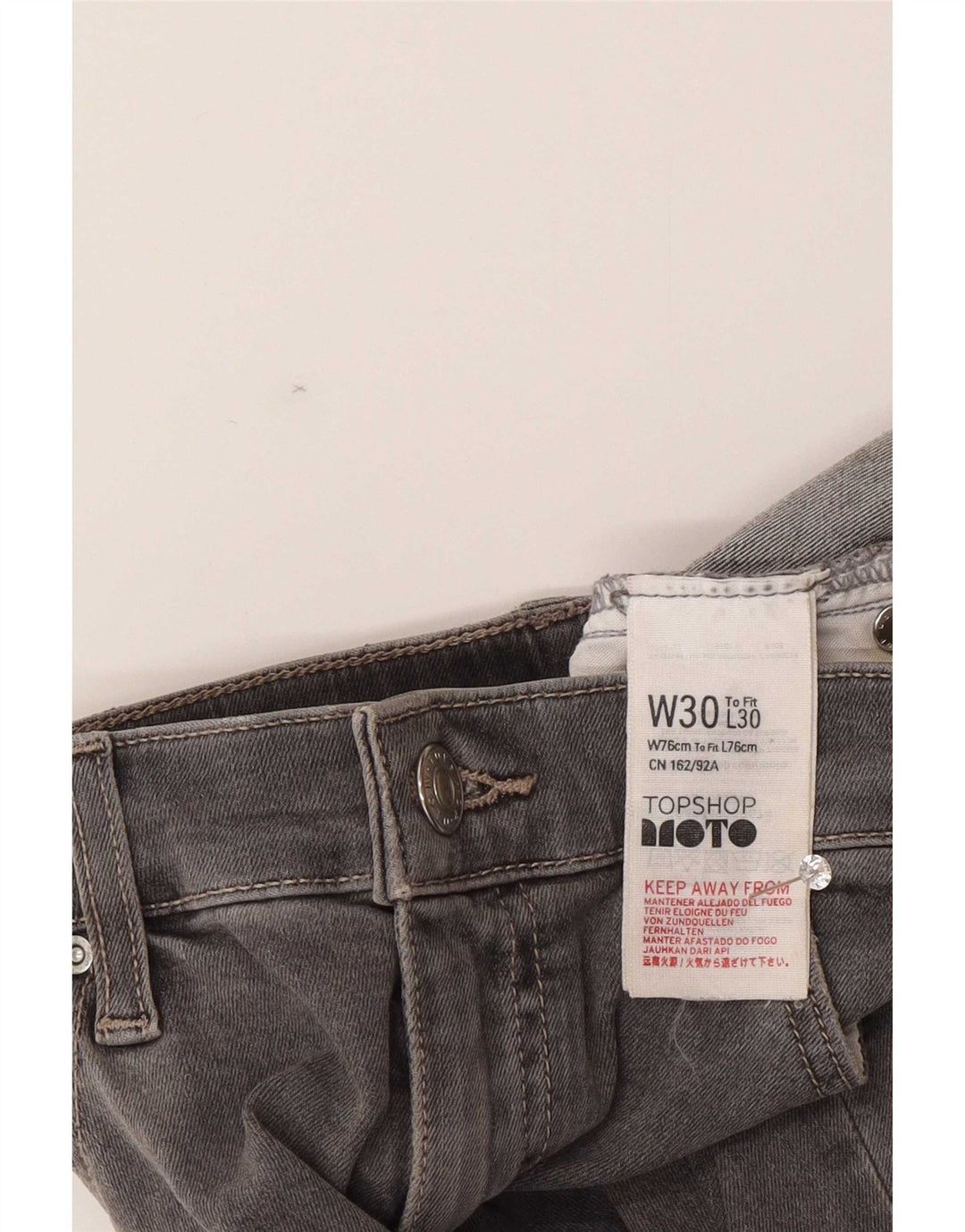 Topshop Женские потертые узкие джинсы W30 L26 Серые хлопковые