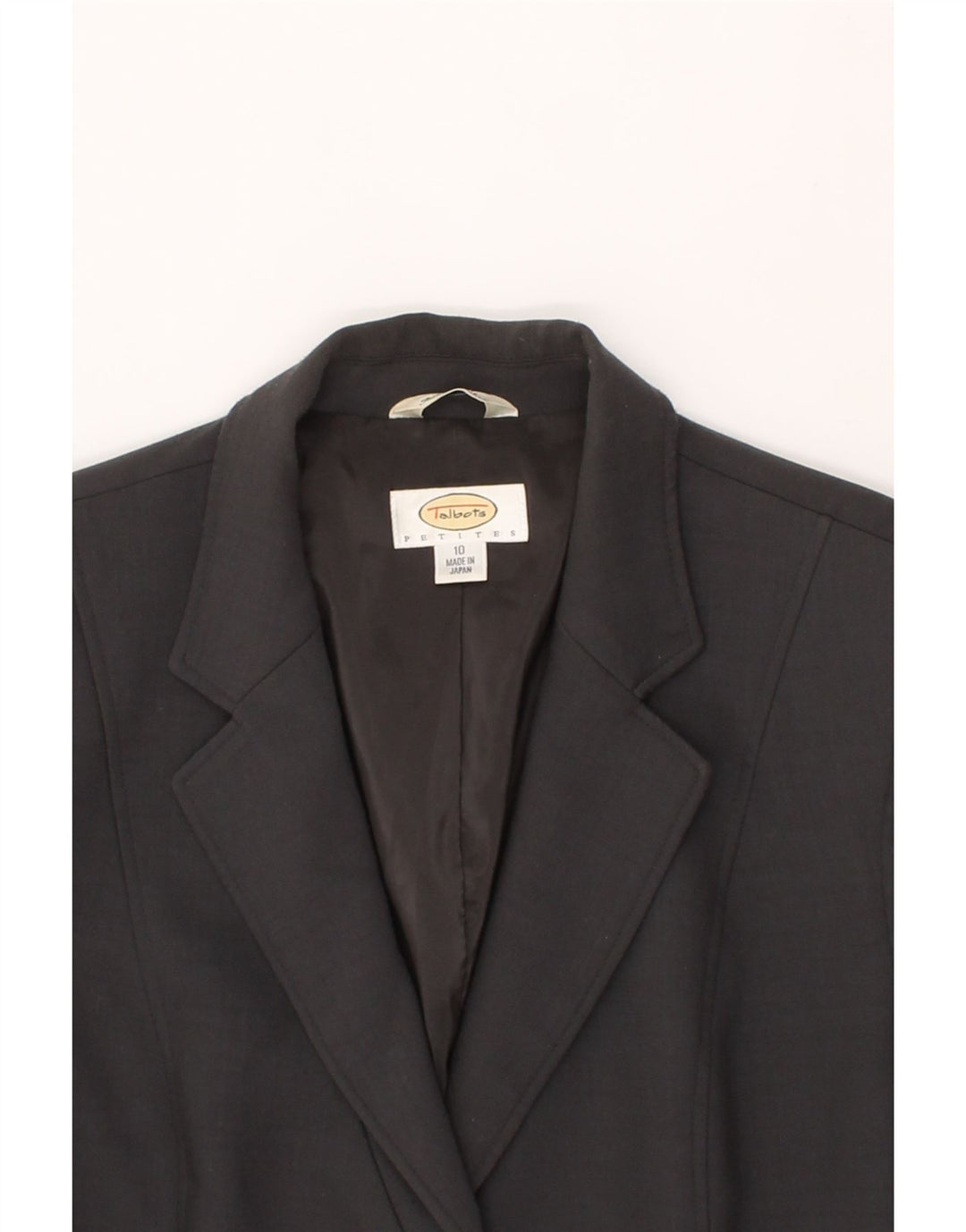TALBOTS Womens Petite 2 Button Blazer Jacket US 10 Large Grey Wool Vintage Talbots and Second-Hand Talbots from Messina Hembry 