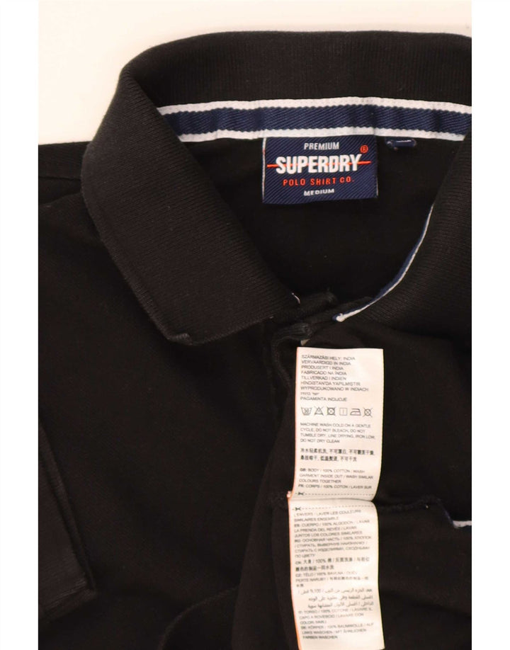 Мужская рубашка-поло Superdry среднего размера, черная, хлопок