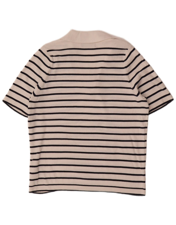 Женская рубашка поло Marks & Spencer UK 18 XL, хлопок в белую полоску