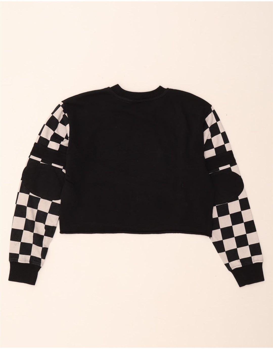 Женский укороченный джемпер оверсайз VANS UK 10, маленький черный с геометрическим узором