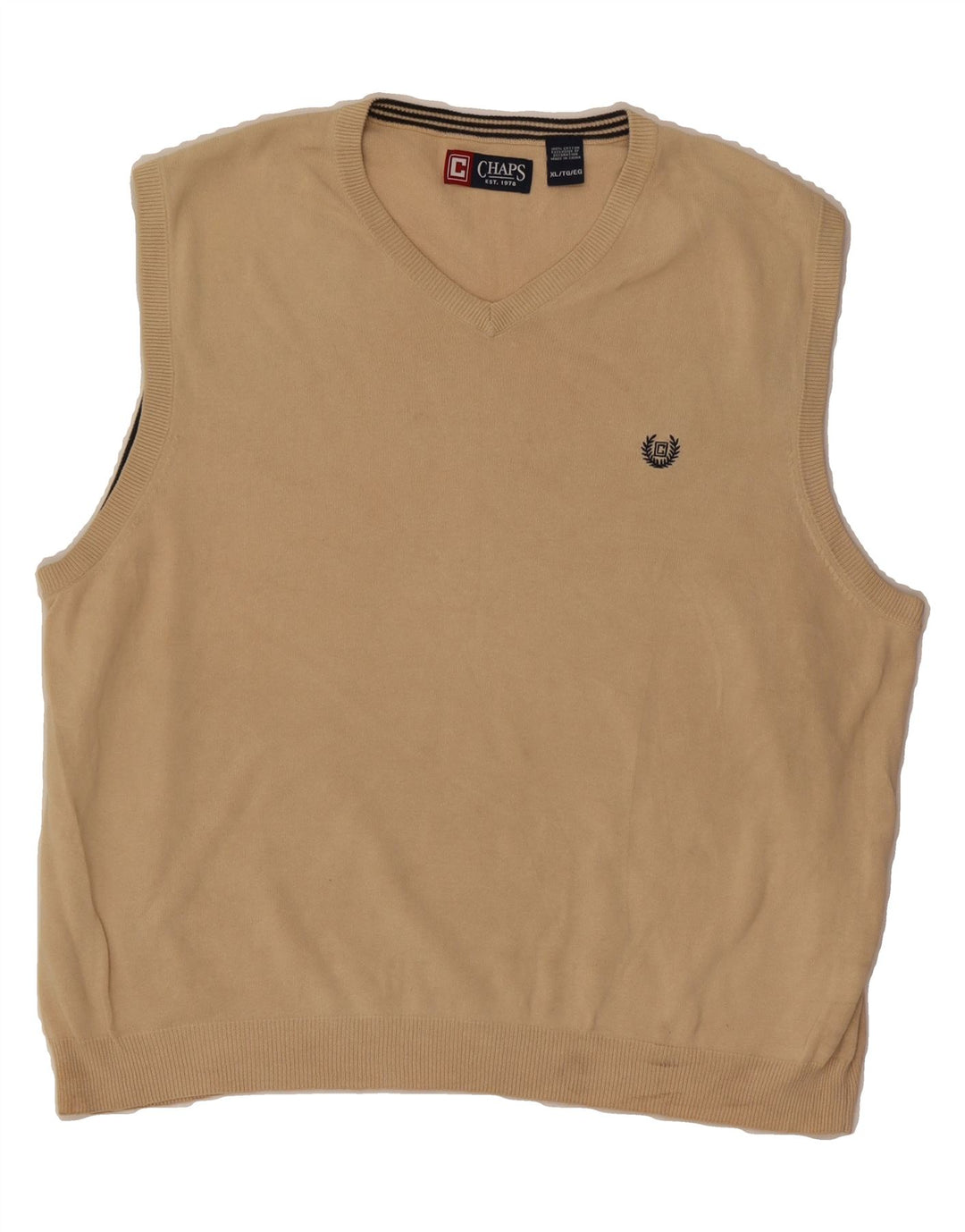 CHAPS Mens Vest Tank Top XL Beige Cotton Vintage Chaps and Second-Hand Chaps from Messina Hembry 