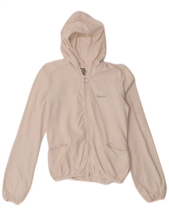 Женский свитер с капюшоном на молнии Nike UK 8/10, маленький белый хлопок