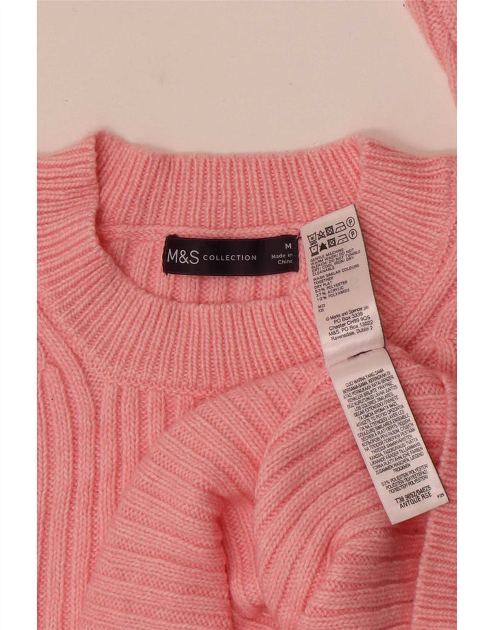 Женский джемпер с круглым вырезом Marks & Spencer, Великобритания 14, средний розовый полиэстер