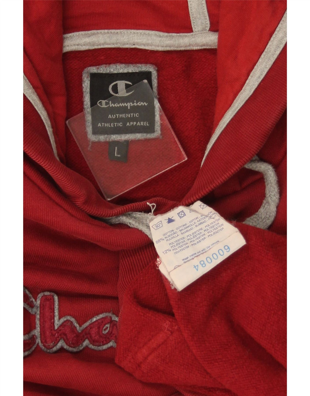 Мужской джемпер с капюшоном CHAMPION, большой красный, хлопковый